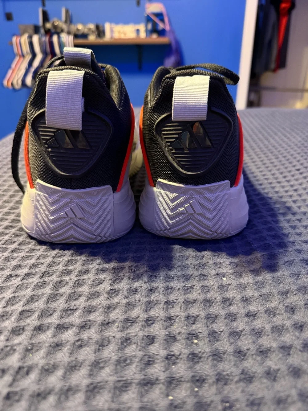 Boys White and Black basketball Sneakers with Red Trim